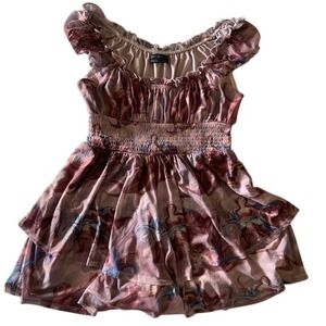 UO Cherub Angel Print Tiered Romper Dress M Renaissance Art Angelcore Grunge EUC